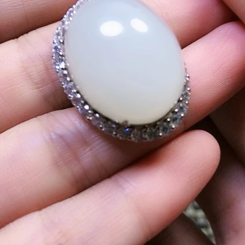 和田玉银S925镶嵌戒指