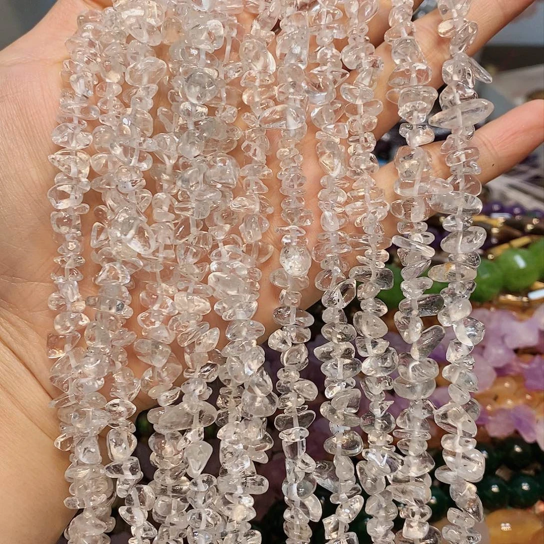 玛瑙/玉髓散珠天然白水晶碎碎一条绕手4圈