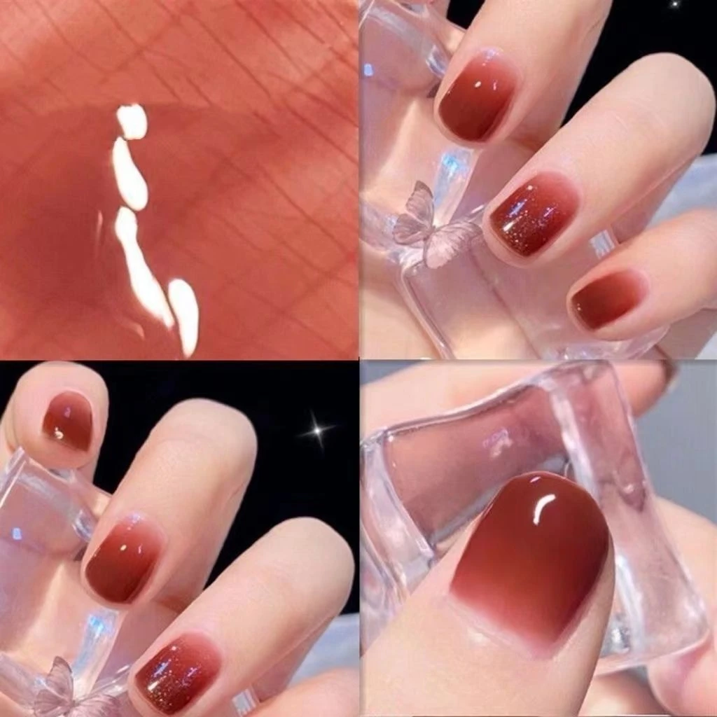 2025新款春夏高级感免烤灯指甲油快干冰透裸色果粉网红爆款高级色