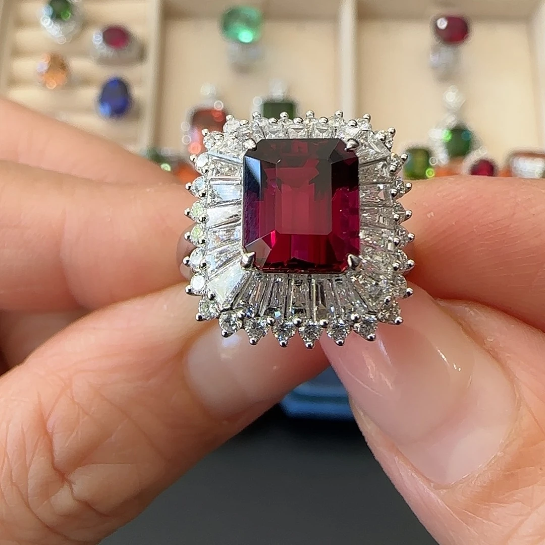 戒指碧玺18K金镶嵌3.88ct