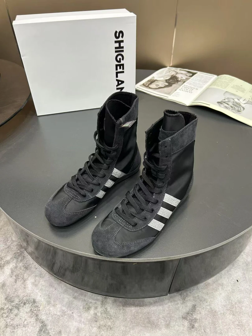 诗歌兰春款系带休闲鞋高帮鞋韩版板鞋