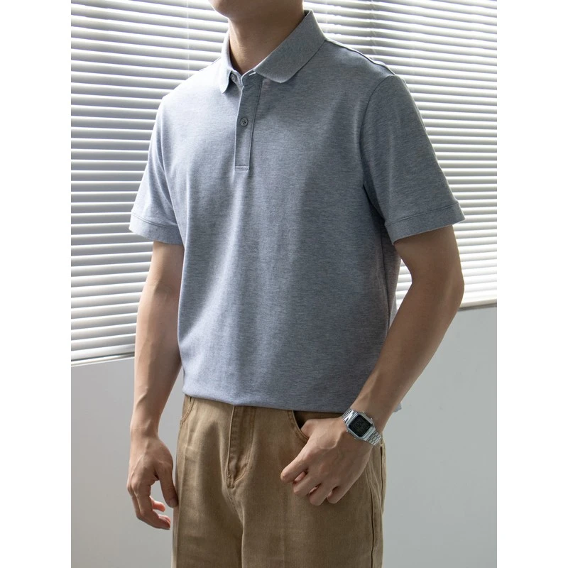 梦泡官方纯色短袖POLO衫男士抗皱大众净版T恤宽松基础款百搭男装