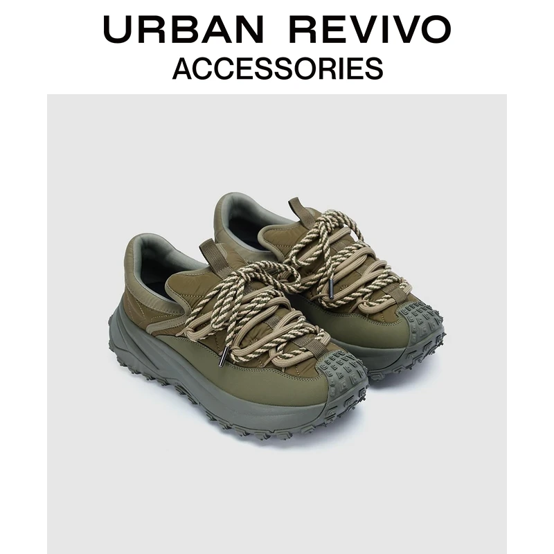 URBAN REVIVO2025秋季新款男士户外圆头厚底运动鞋UAMS50038