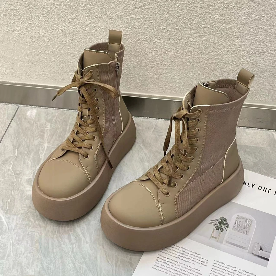 【HeiPa】付小付家新款潮走秀厚底休闲短靴鞋运动百搭