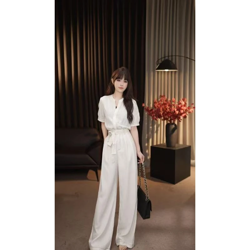 珩绣2025韩版通勤风设计感插肩高腰显瘦套装A30025-1