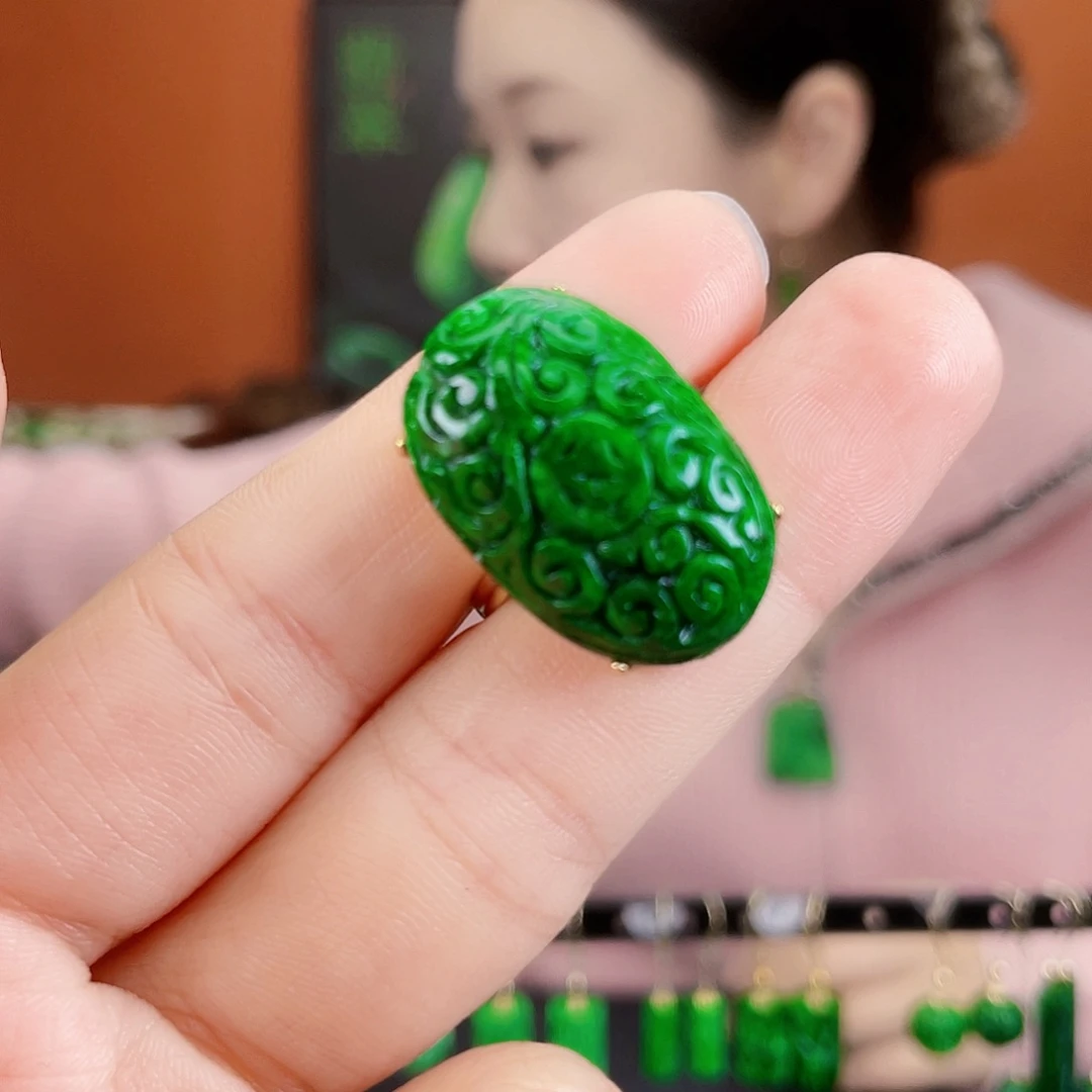 翡翠银S925镶嵌耳饰