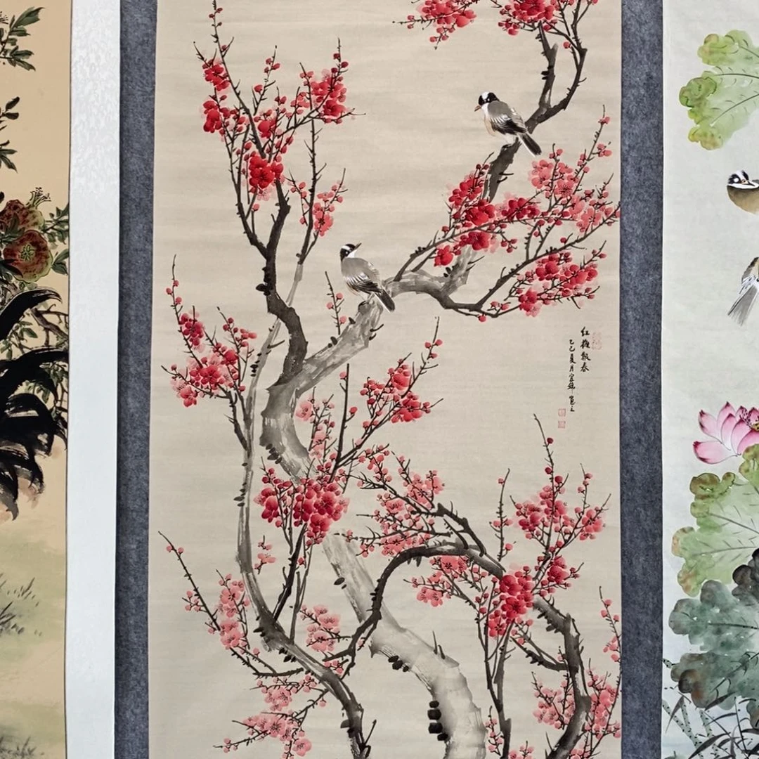 童***话国画四尺竖幅红梅