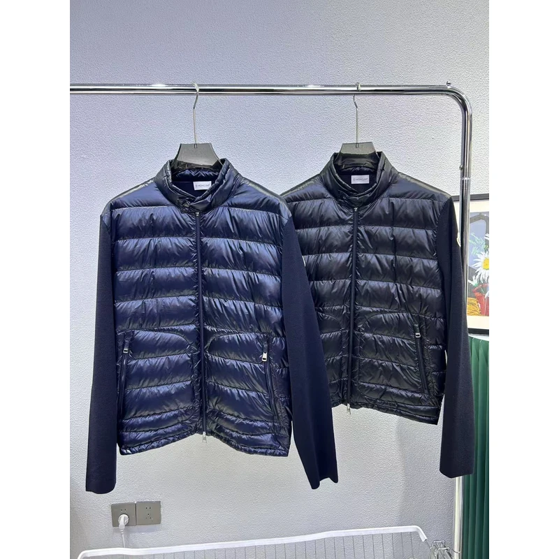 现货Moncler盟可睐 9B00016男士羊毛针织拼接薄羽绒服
