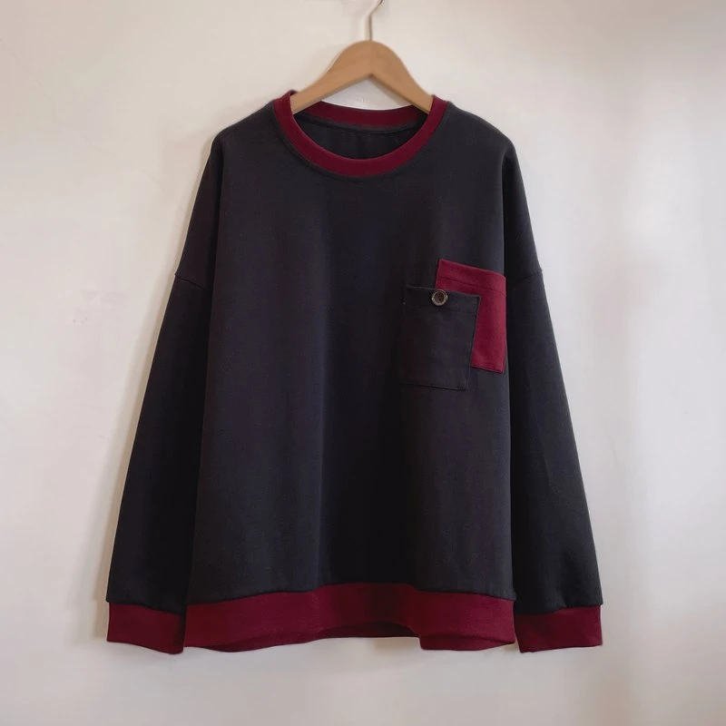 圆领休闲时尚宽松百搭卫衣2025新款黑色女士长袖上衣YX104966