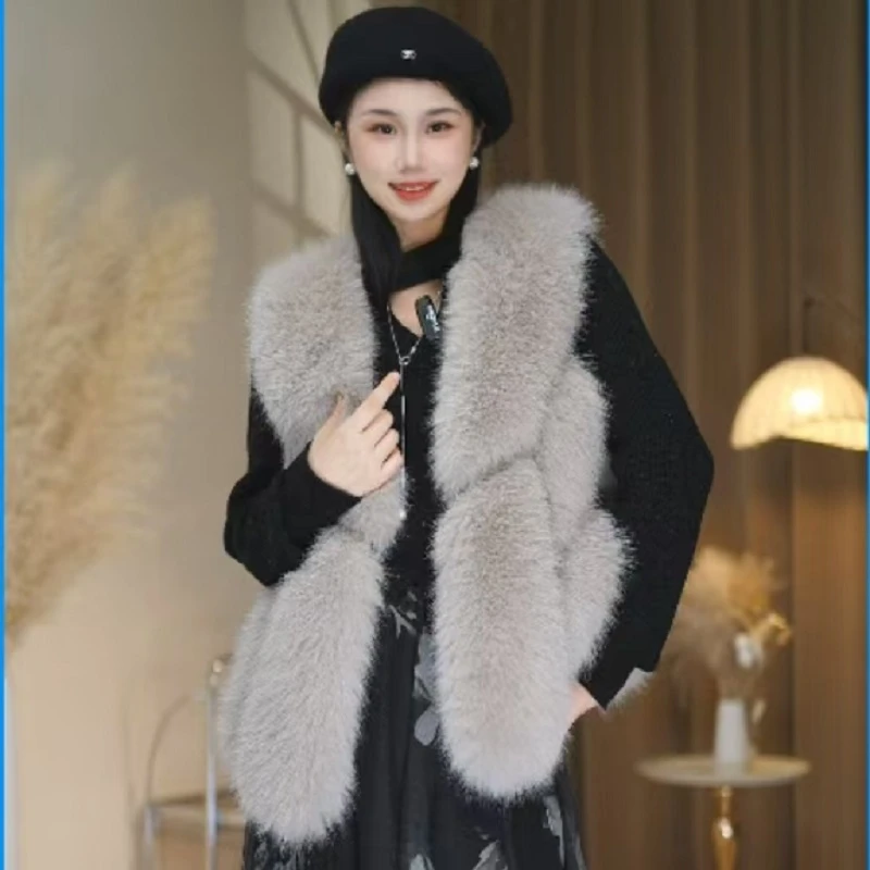 时尚气质显瘦百搭撞色毛毛外套秋冬季马甲短外套