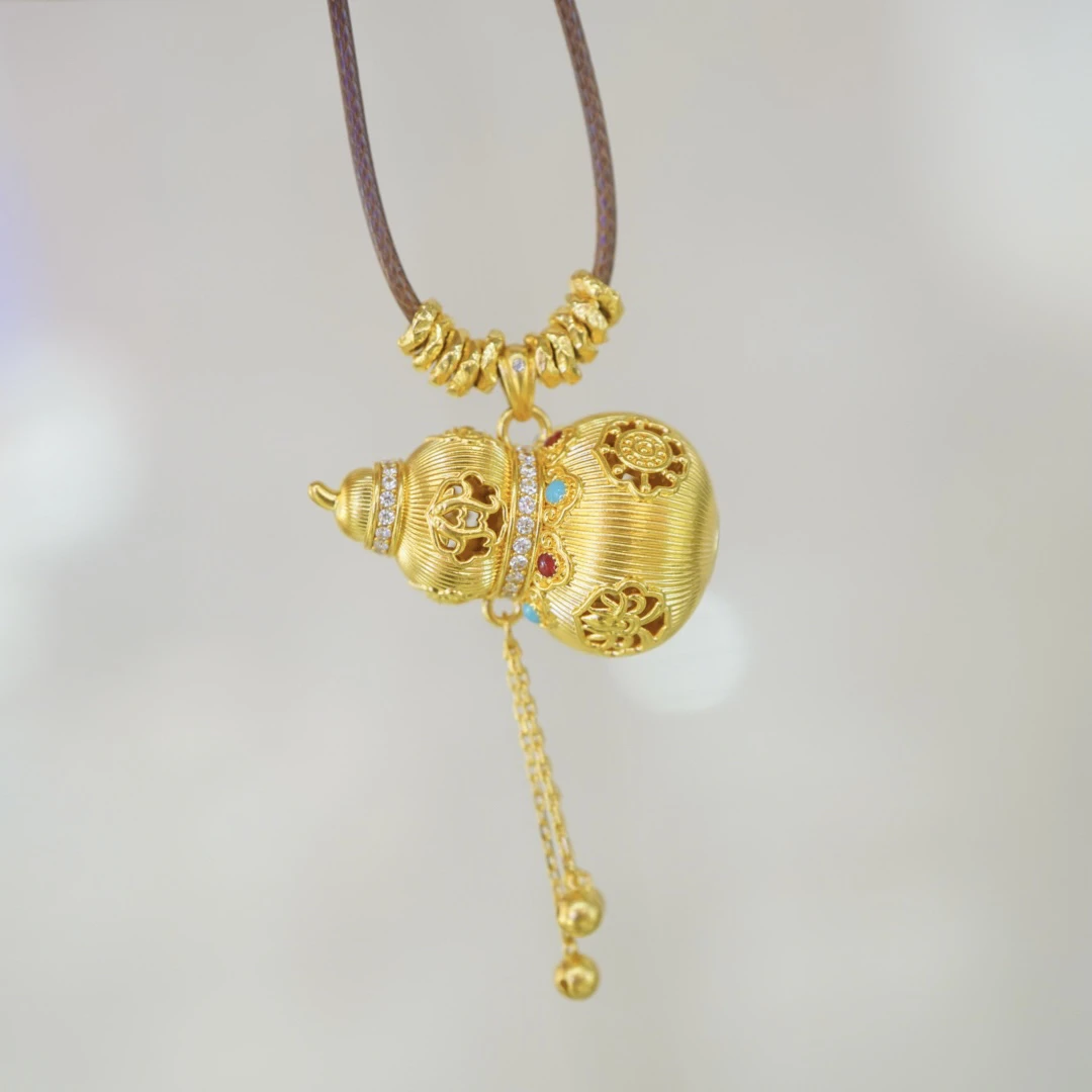 【卡奢珠宝】足金999盘缠八大守护花丝葫芦 赠绳 附加480
