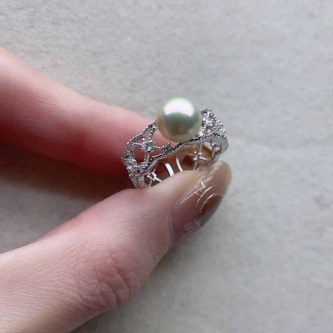 戒指51银S925镶嵌海水珍珠