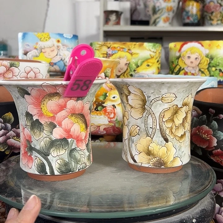 满38包邮 景德镇幸运花盆