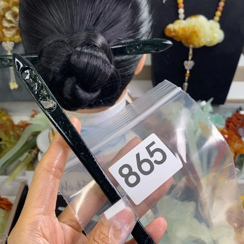 【闪购商品】岫玉发饰未镶嵌落***