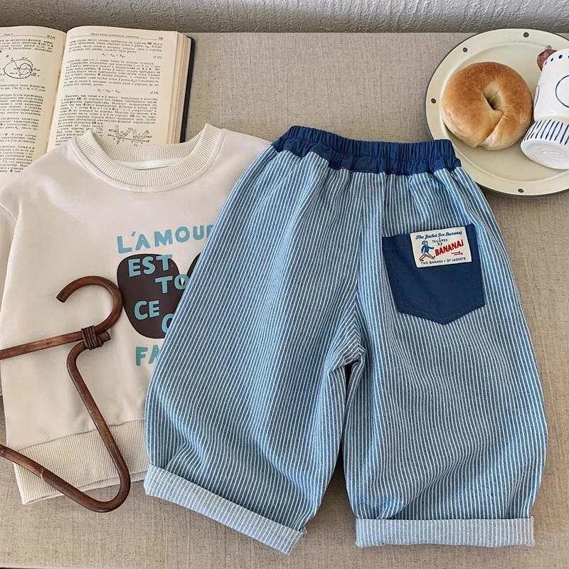 儿童裤子春秋款2025新款宝宝休闲长裤小童直筒裤童装儿童牛仔裤潮