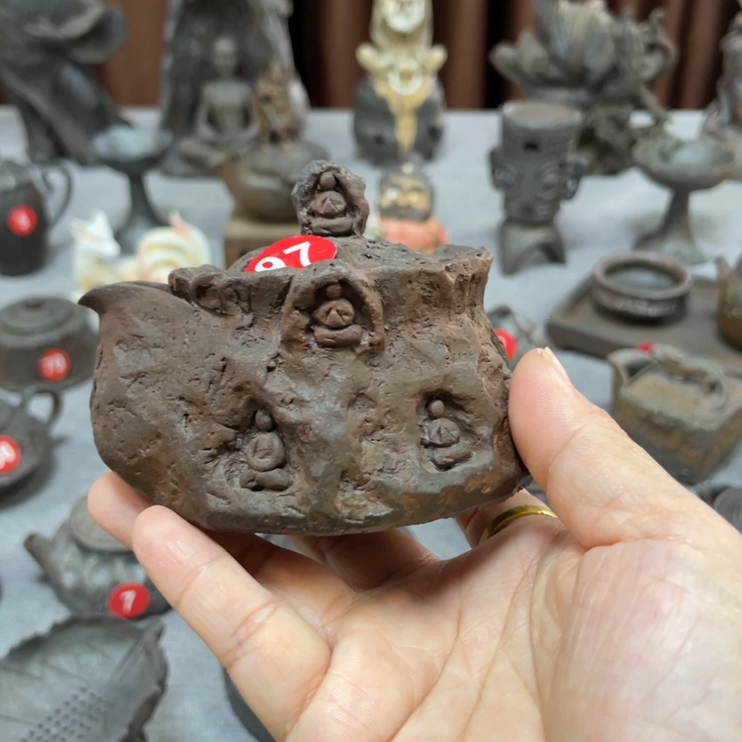 宝瓶全手捏柴烧茶器