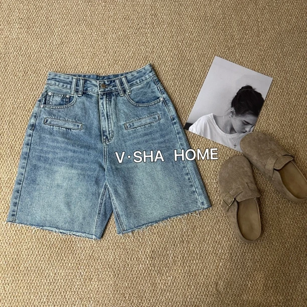 薇莎6706【现货】无弹牛仔五分裤短裤