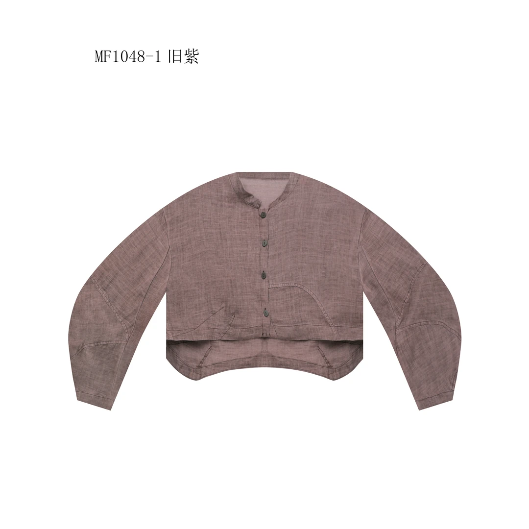 【麻訪家】MF1048-1旧紫文艺简约宽松休闲百搭开衫上衣