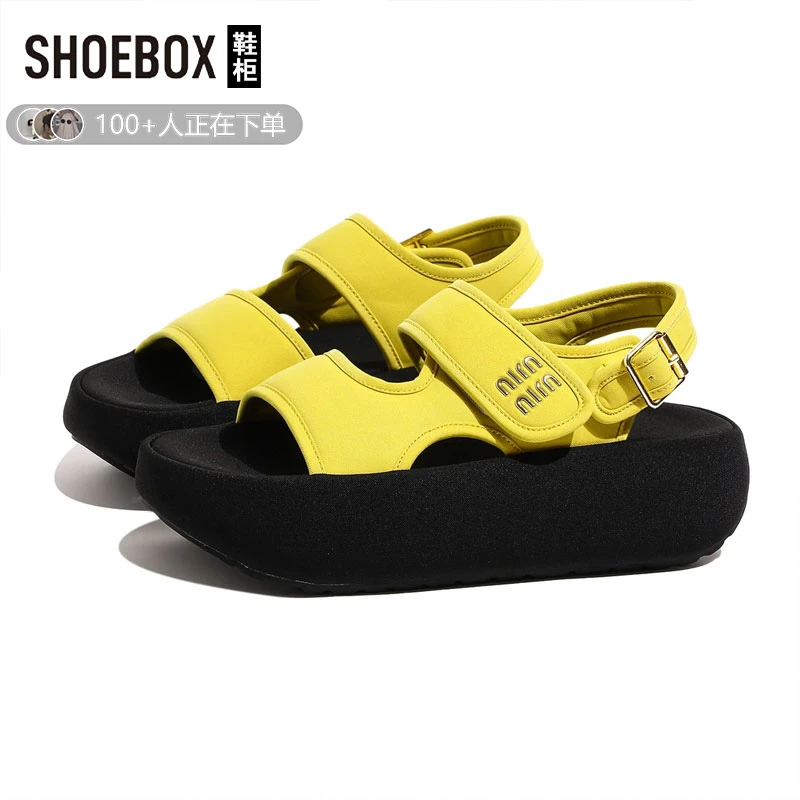 SHOEBOX鞋柜厚底松糕凉鞋女夏外穿2025新款时尚休闲配裙子凉拖