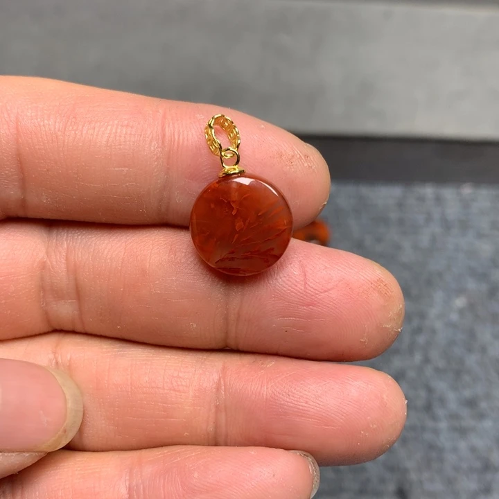 南红玛瑙吊坠(不含链)银S925镶嵌