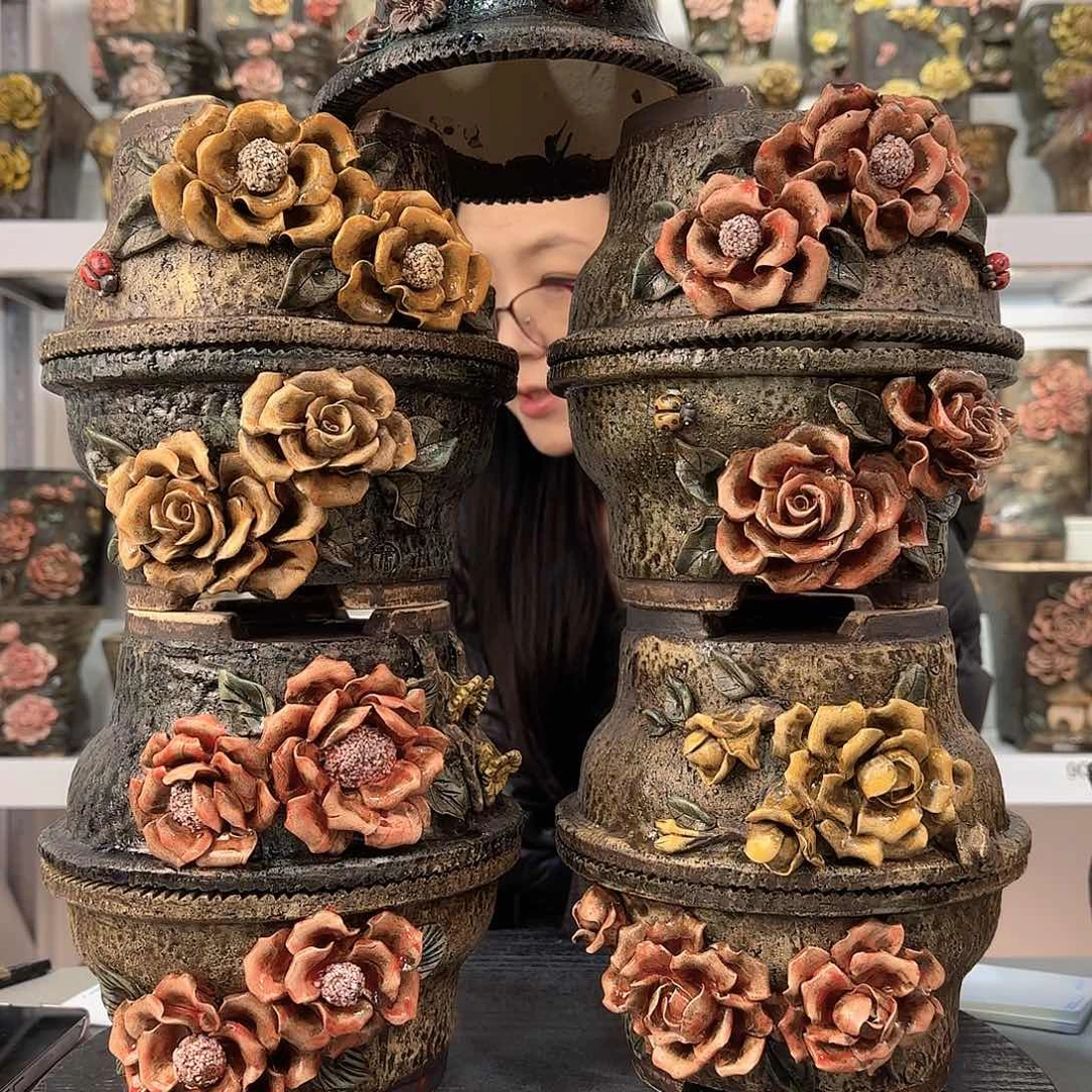 红陶z**儿青默花器花盆