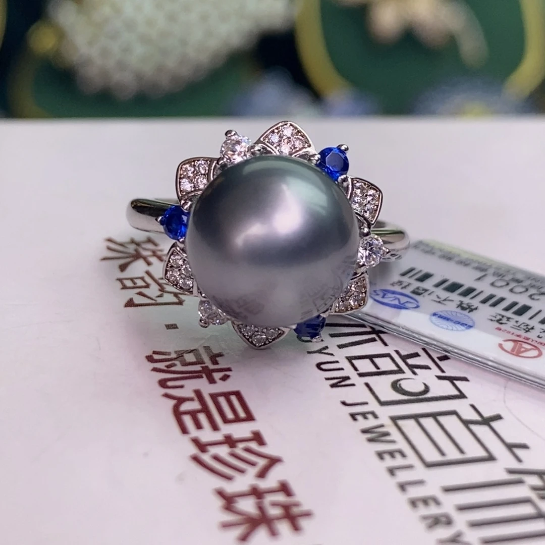 银S925镶嵌戒指海水珍珠
