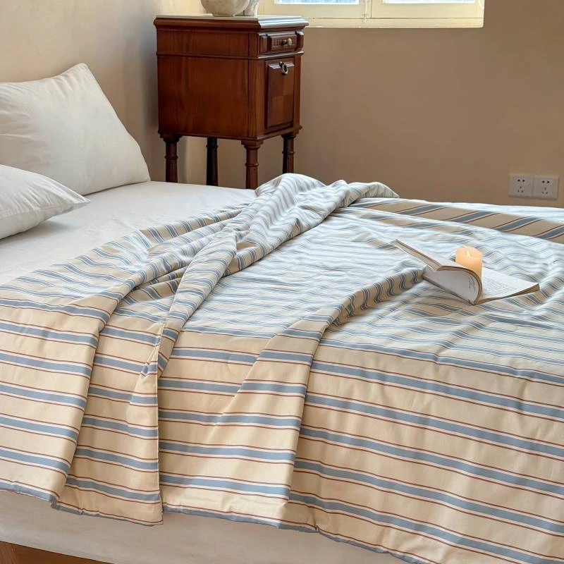 2025新款全棉纯棉条纹款夏被夏凉被空调被