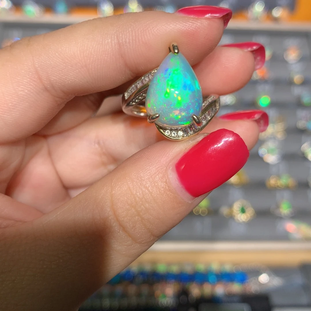 银S925镶嵌欧泊欧泊戒指l