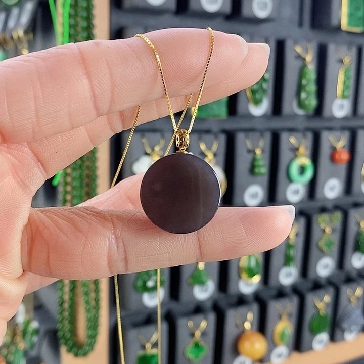 和田玉吊坠(赠链)18K金镶嵌