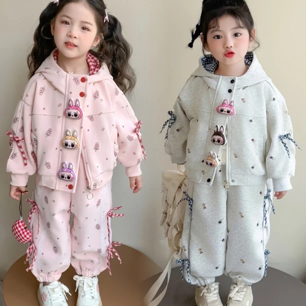 【外套➕卫裤】拉布布女童秋季套装连帽外套2025新款女童卫裤春秋装