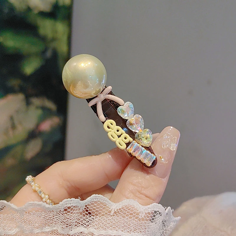 韩国珍珠同款发夹边夹碎发八字刘海夹精致小众新款高级感无痕夹子