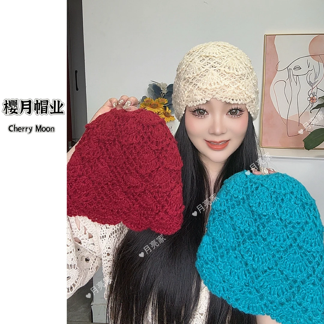 月亮家~(凤尾花包头帽)2025新款手工凤尾花马海毛双面可带包头帽