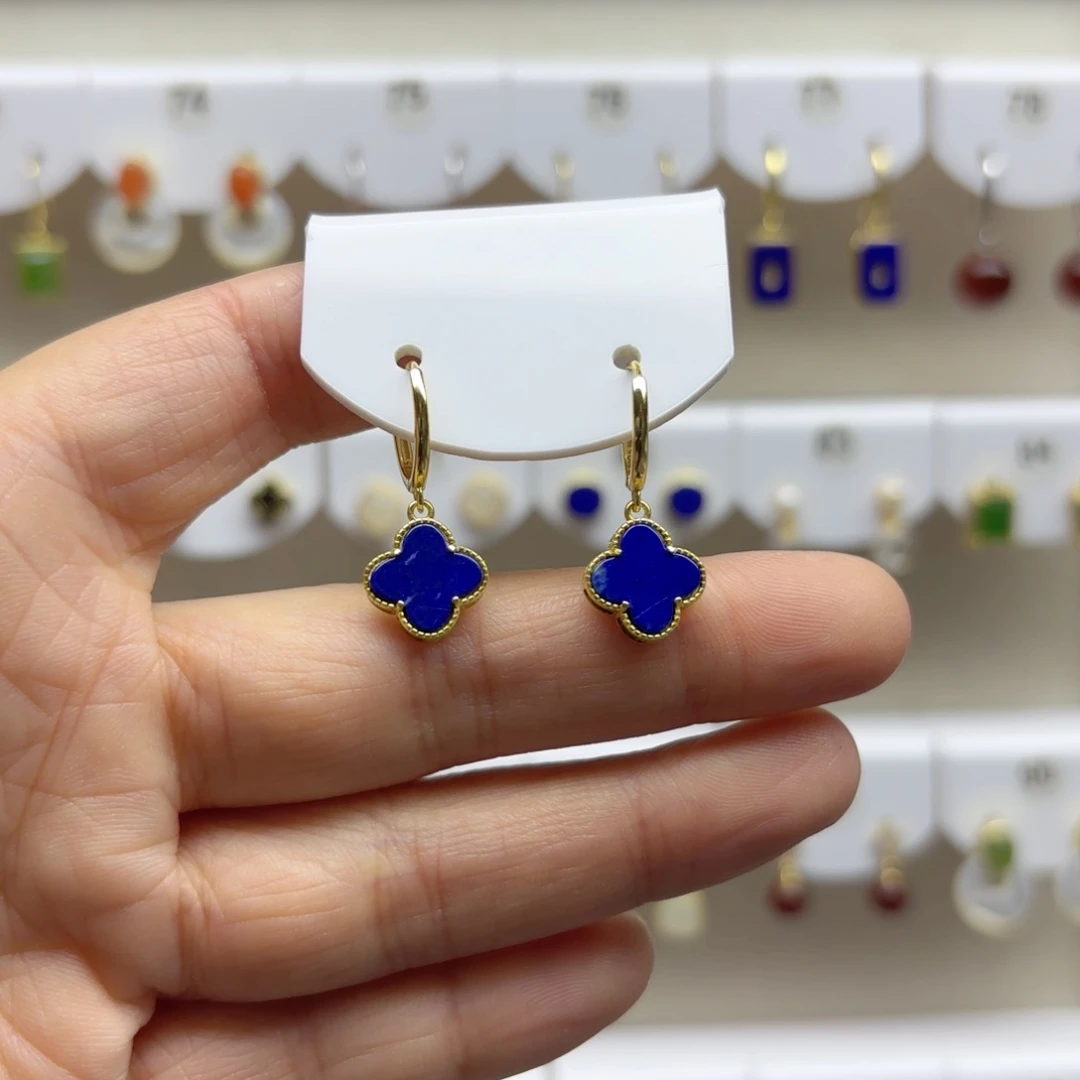 银S925镶嵌青金石耳饰放漏