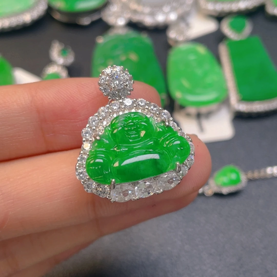 翡翠银S925镶嵌颈饰