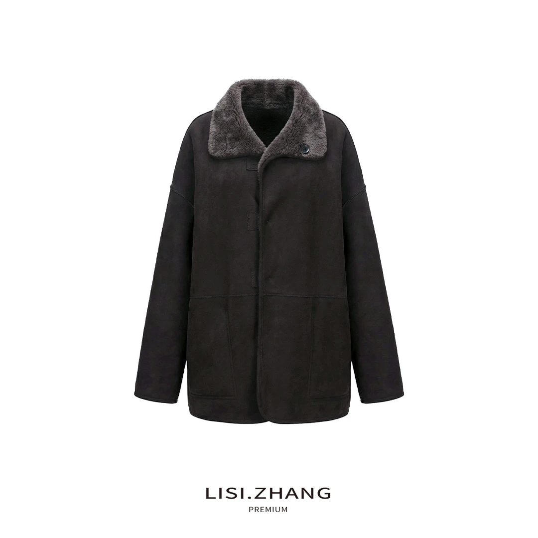 LISI.ZHANG--【两面穿外套】经典复古纯色双面穿宽松毛呢外套大衣