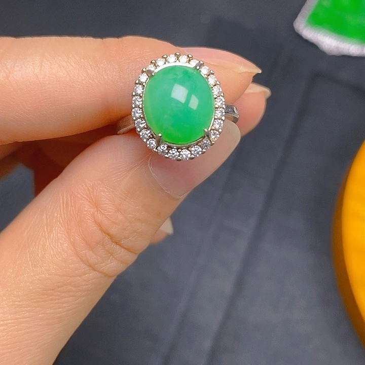 翡翠银S925镶嵌戒指