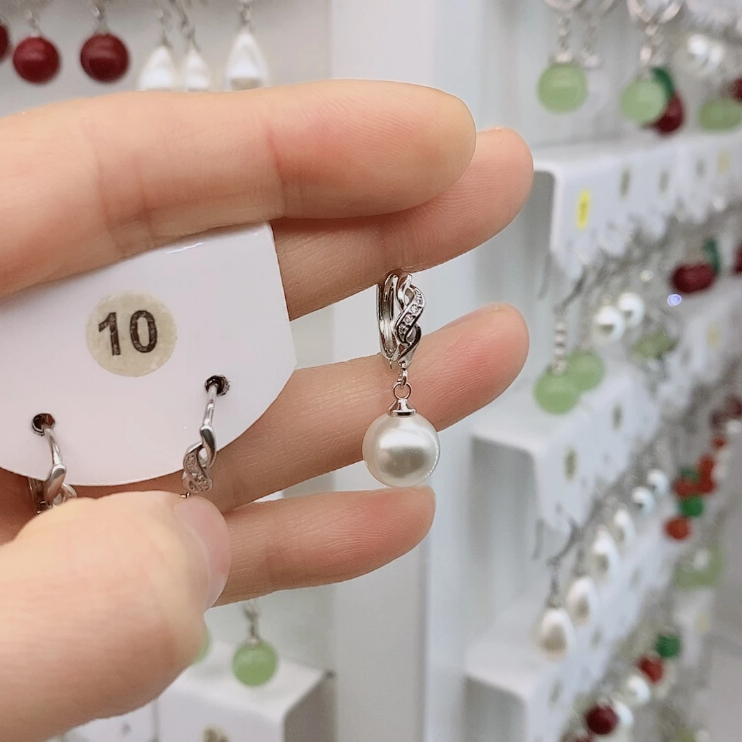 925银10毫米白貝珠