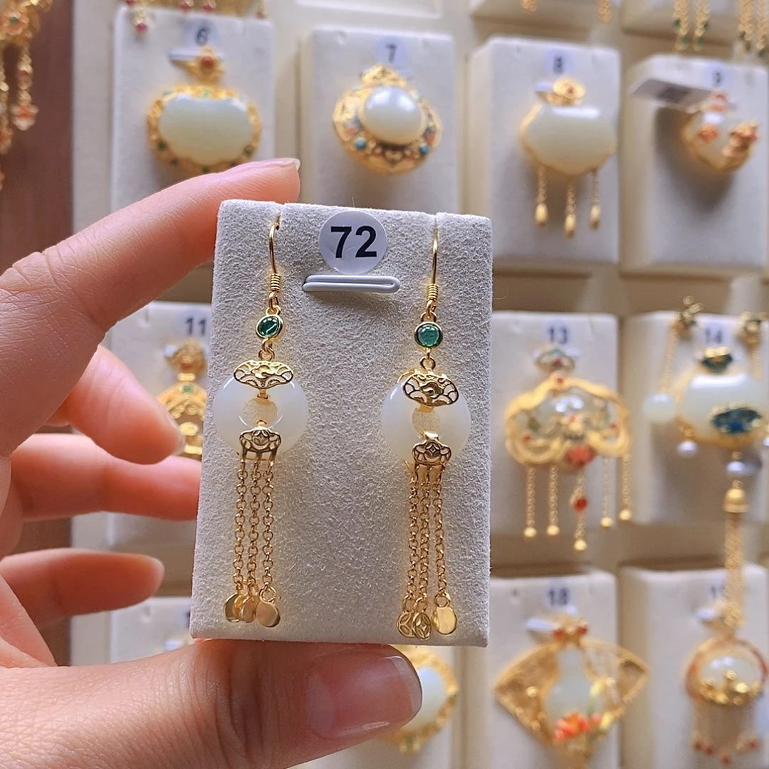 和田玉颈饰银S925镶嵌