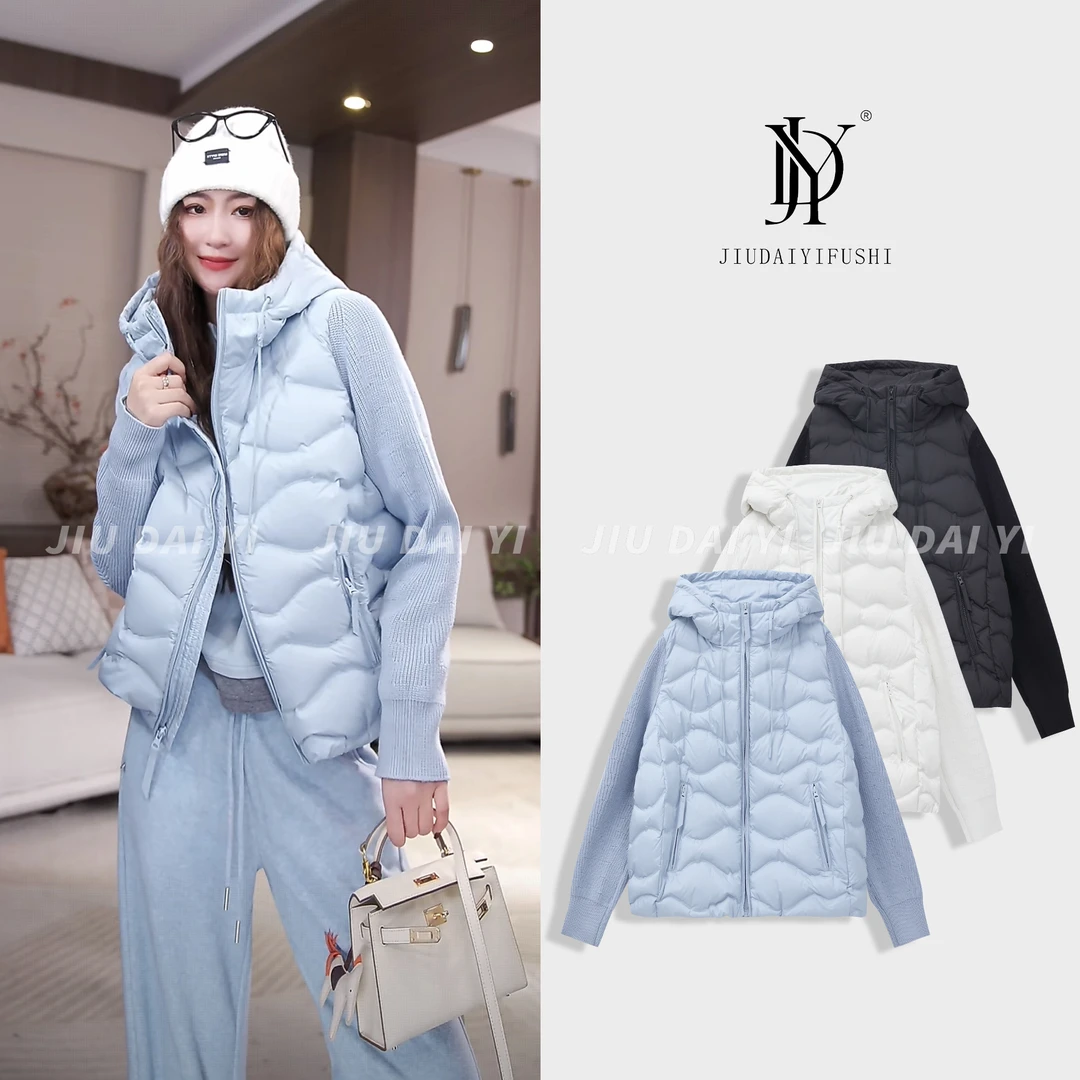 玖黛衣【菠萝包】新国标90白鸭绒连帽长袖常规落肩袖羽绒服WTJ46189