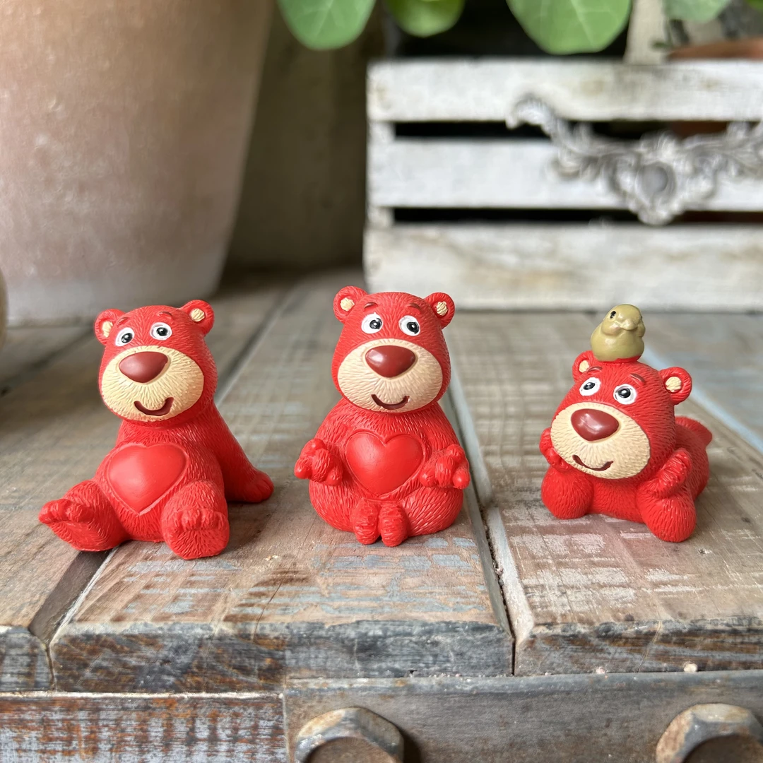 迷你小草莓熊摆件【3个一组】 桌面户外花园装饰创意多肉摆件治愈