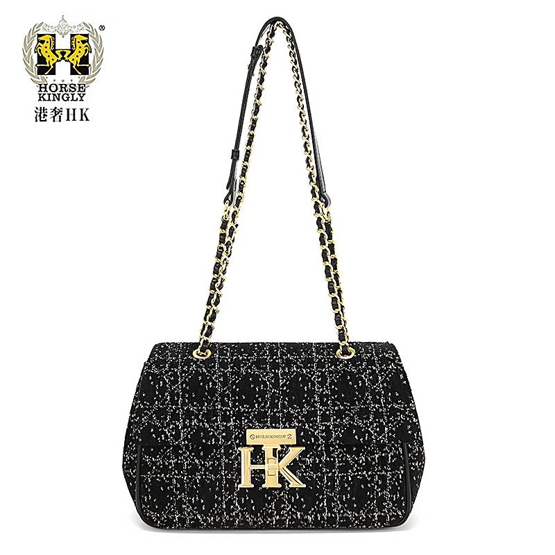 Horse Kingly女士刺绣包经典单肩包斜跨撞色手提女包1055送礼盒y
