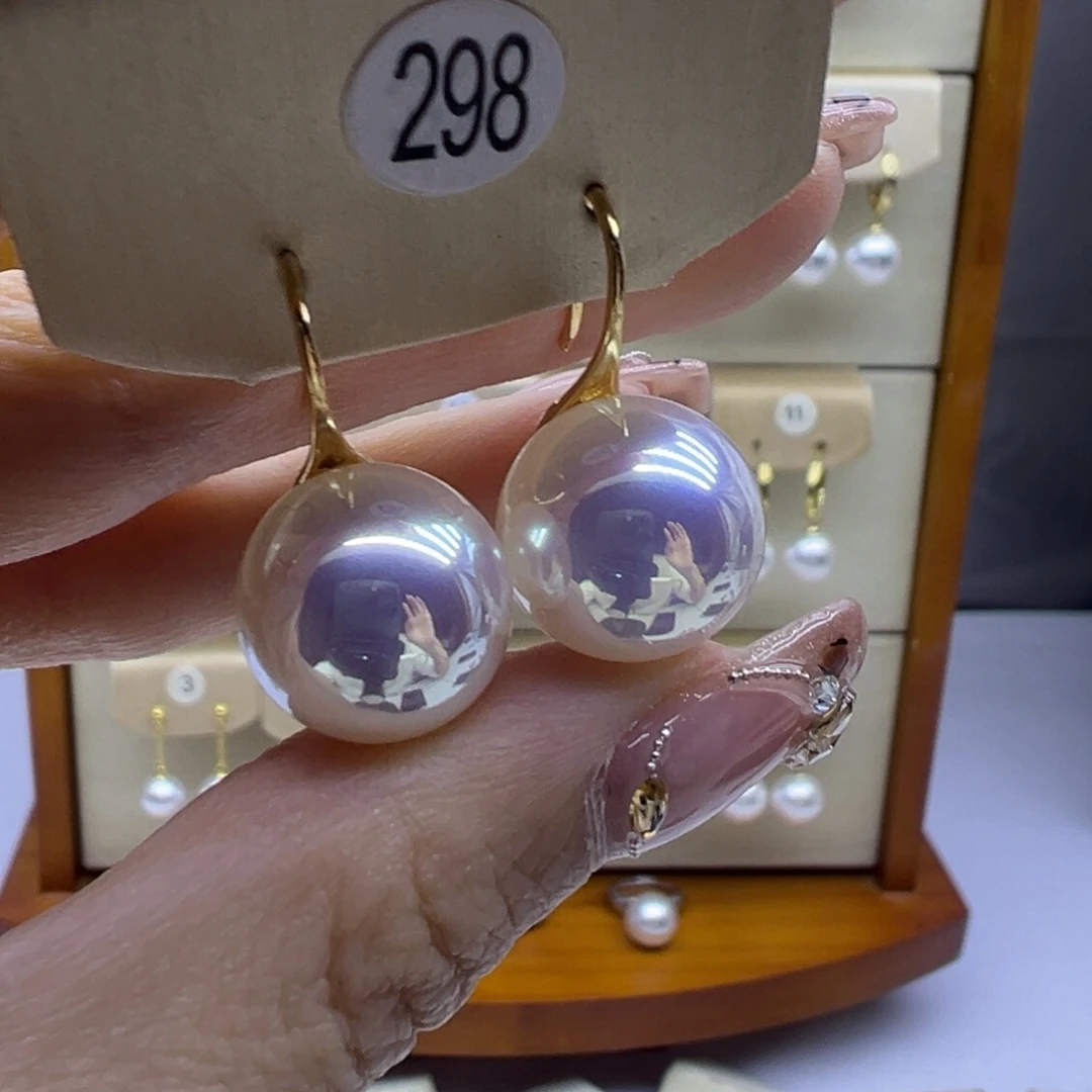 银S925镶嵌耳饰淡水珍珠