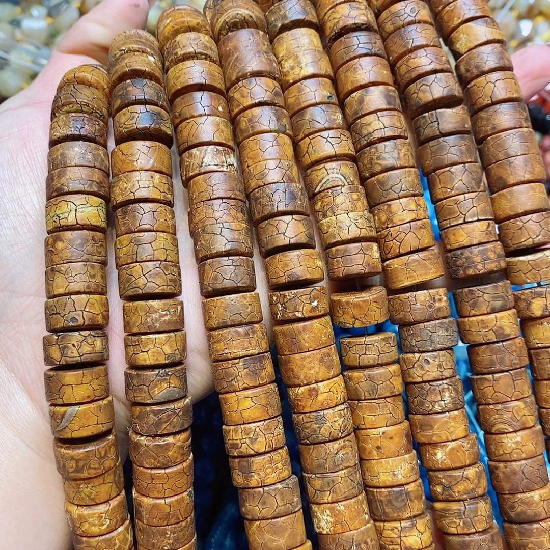 玛瑙/玉髓未镶嵌珠宝半成品复古老玛瑙龙鳞剁珠15mm一条