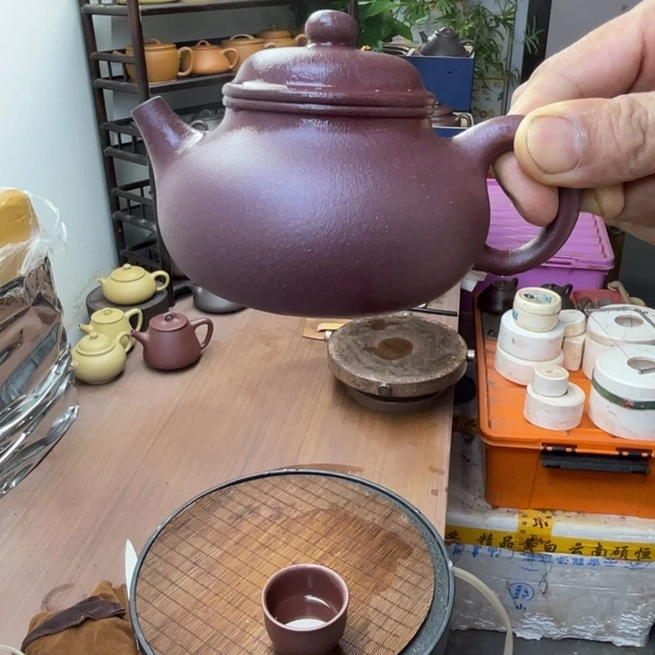 被***子紫砂茶壶桃花泥容天