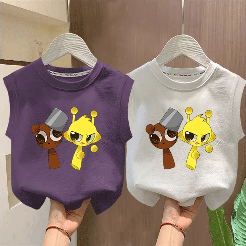 节奏盒子休闲时尚儿童卡通纯棉夏季男女童洋气新款T恤中大童上衣t