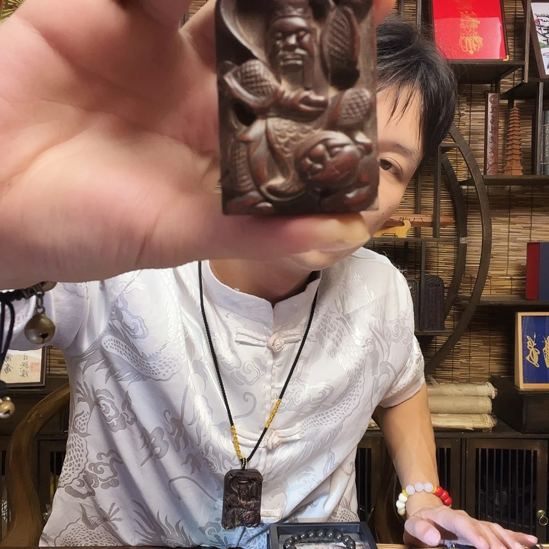 木质纯铜老赵公明吊坠
