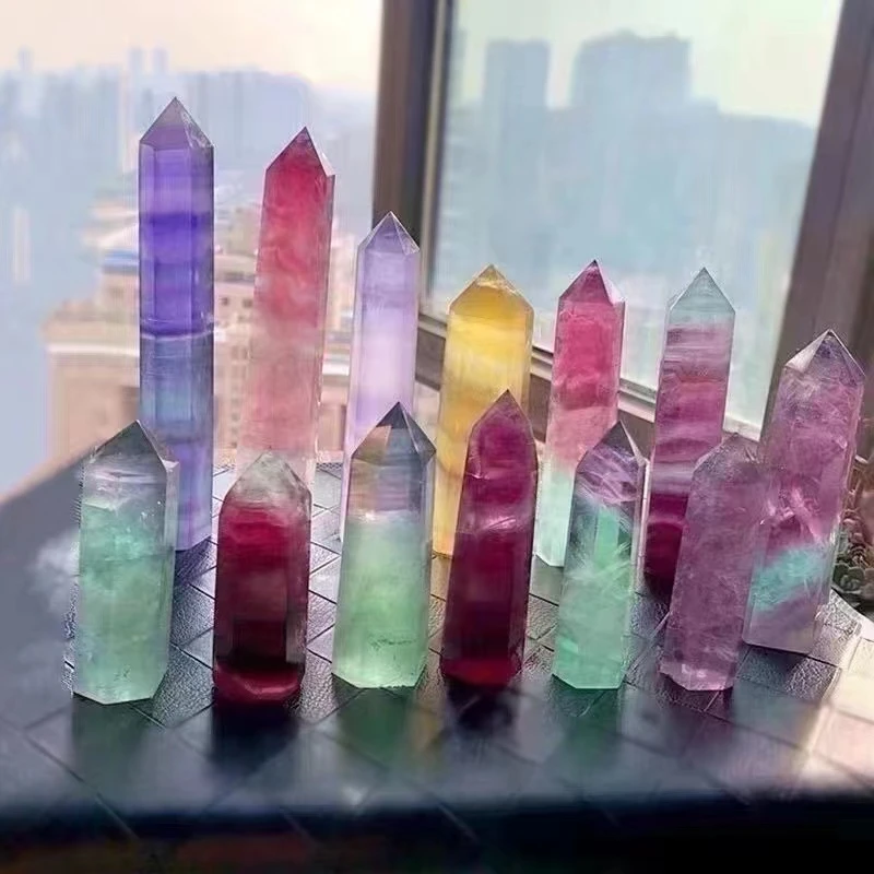 天然水晶球、柱子、原石摆件