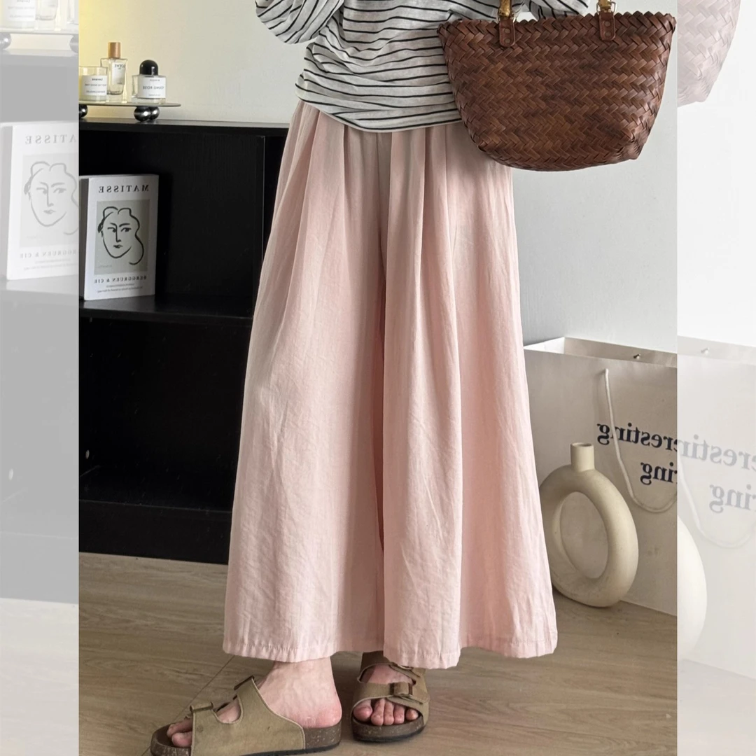 孕妇裤裙夏季薄款外穿2025新款休闲慵懒抽绳阔腿裤裙宽松山本裤子