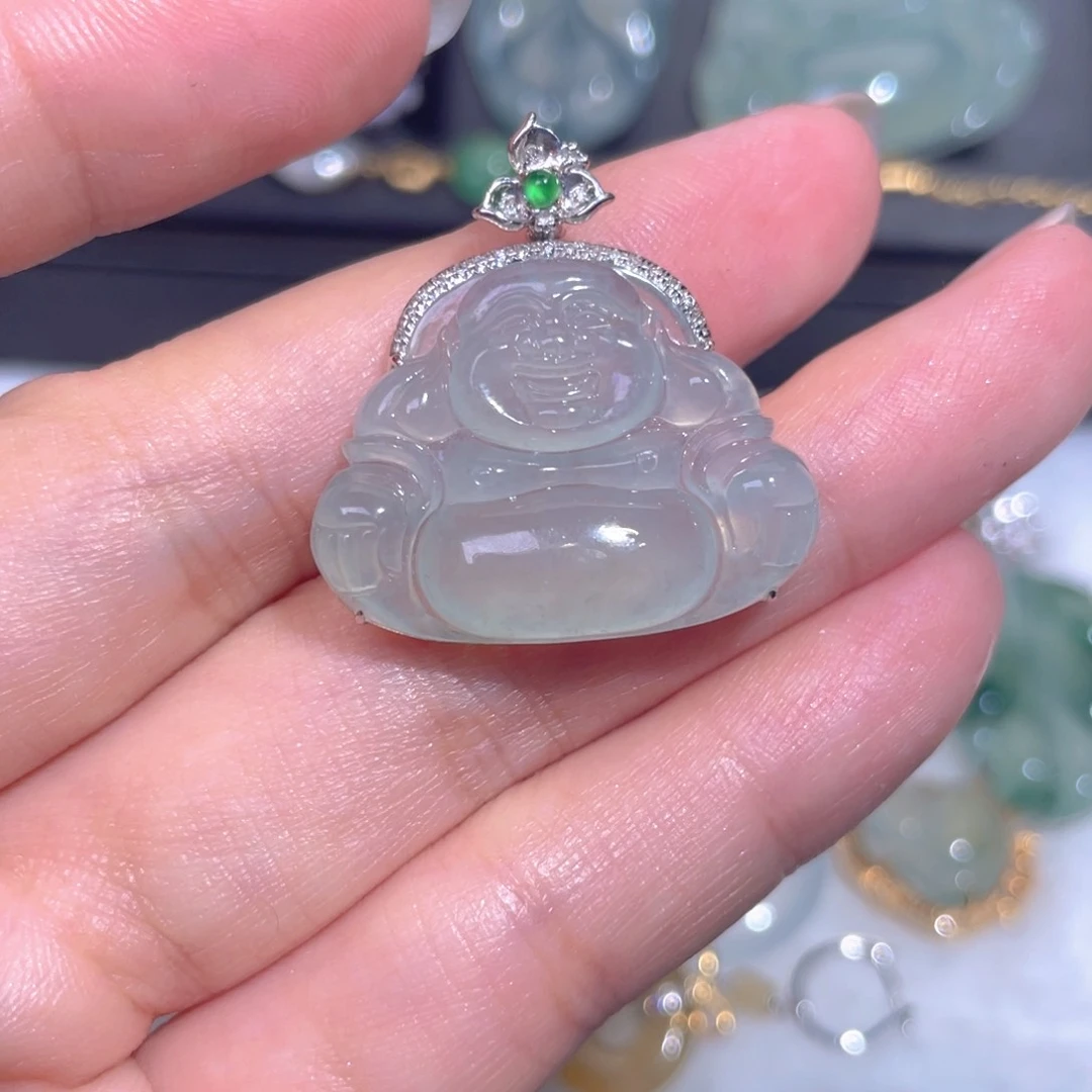 颈饰18K金镶嵌翡翠翡翠