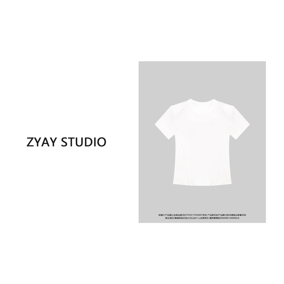 【ZYAY STUDIO】南油高品质时尚潮牌十字架烫钻修身圆领上衣短袖T恤